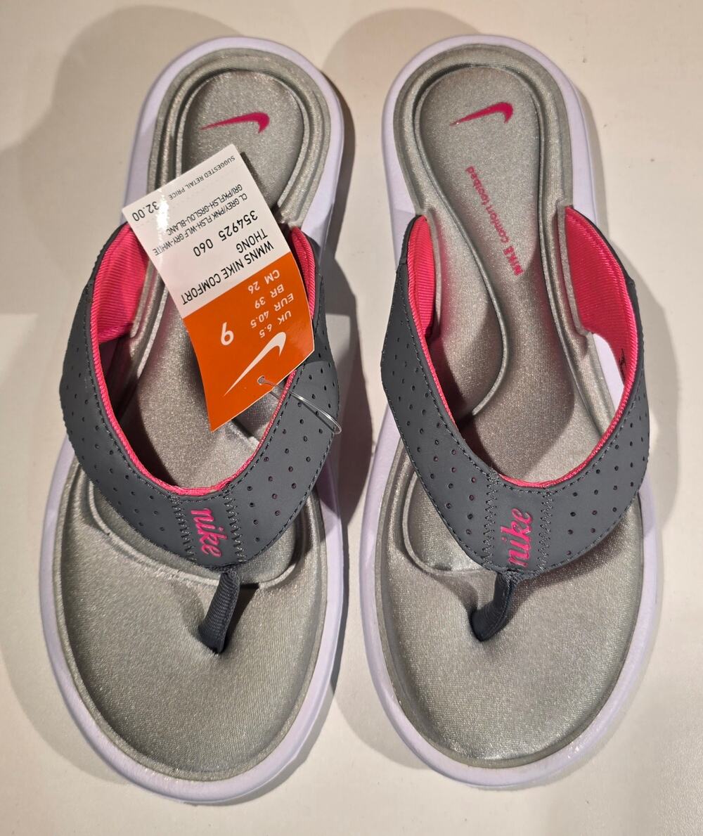 Nike Comfort Thong Women's Size 9 Flip Flops 354925-060 Sandals Grey Pink